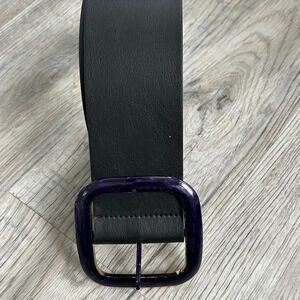 Zara Wide Black Belt w/ Purple Buckle